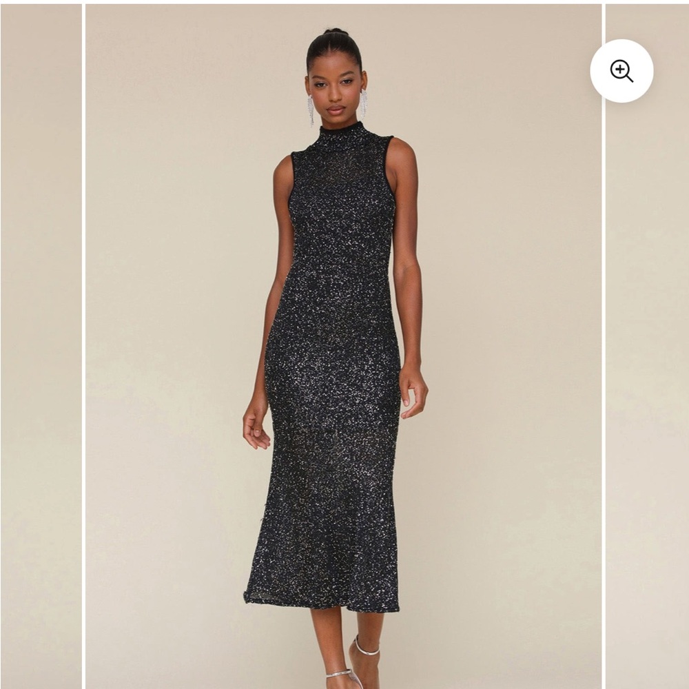 Avec Les Filles Black Sparkle Maxi Dress